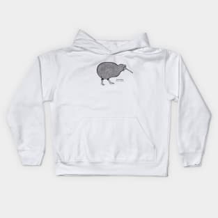 Kiwi Bird with Common and Latin Names - on white Kids Hoodie